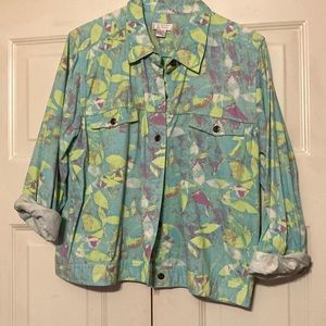 Christopher & Banks multi-colored Jean jacket - Women’s large.